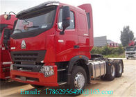 लाल स्वचालित ट्रांसमिशन ट्रैक्टर ट्रेलर ट्रक / 6x4 ट्रैक्टर इकाइयों 420 एचपी
