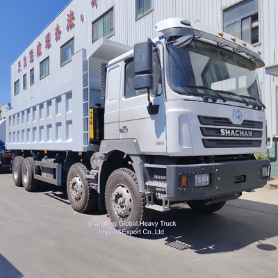 शैकमान 30m3 लार्ज बॉक्स 8X4 12 व्हीलर हेवी ड्यूटी डंप ट्रक 400HP डीजल इंजन नई स्थिति टिपर ट्रक