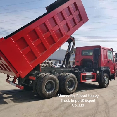 दूसरा हाथ HOWO लाल रंग 380hp/400hp डंप ट्रक स्टॉक में