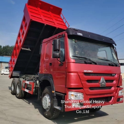 दूसरा हाथ HOWO लाल रंग 380hp/400hp डंप ट्रक स्टॉक में