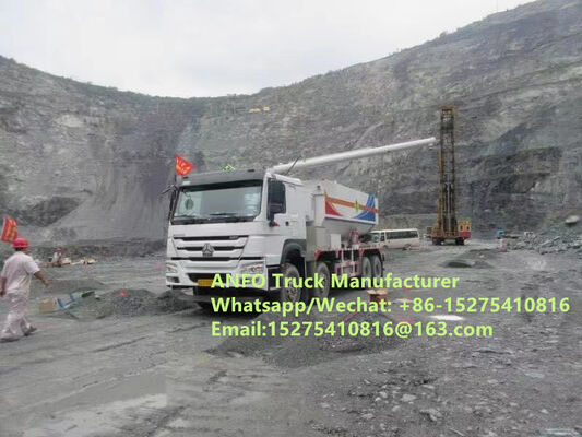 Durable reliable HOWO 10/15/20/30T BCLH-10 on-site mixing and charging machine granular ammonium explosive ANFO Truck Emulsion Blasting service Drilling mobile explosive Manufacturing Unit MEMU MMU