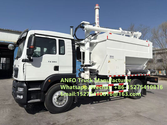 Sturdy and durable HOWO 10/15/20/30T BCLH-10 on-site mixing and charging machine granular ammonium explosive ANFO Truck Emulsion Blasting service Drilling mobile explosive Manufacturing Unit TREAD MMU