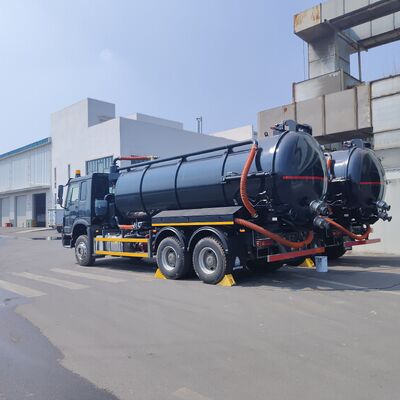 नगरपालिका और औद्योगिक अपशिष्ट सफाई के लिए 6×4 ड्राइव प्रकार और 266HP इंजन शक्ति के साथ HOWO 15CBM वैक्यूम सीवेज सक्शन ट्रक