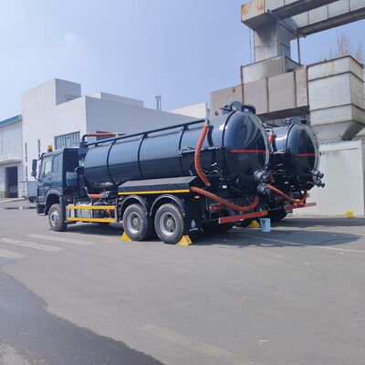सेप्टिक टैंक की सफाई और कीचड़ परिवहन के लिए 6×4 ड्राइव प्रकार और 336HP इंजन के साथ HOWO 15CBM वैक्यूम सीवेज सक्शन ट्रक