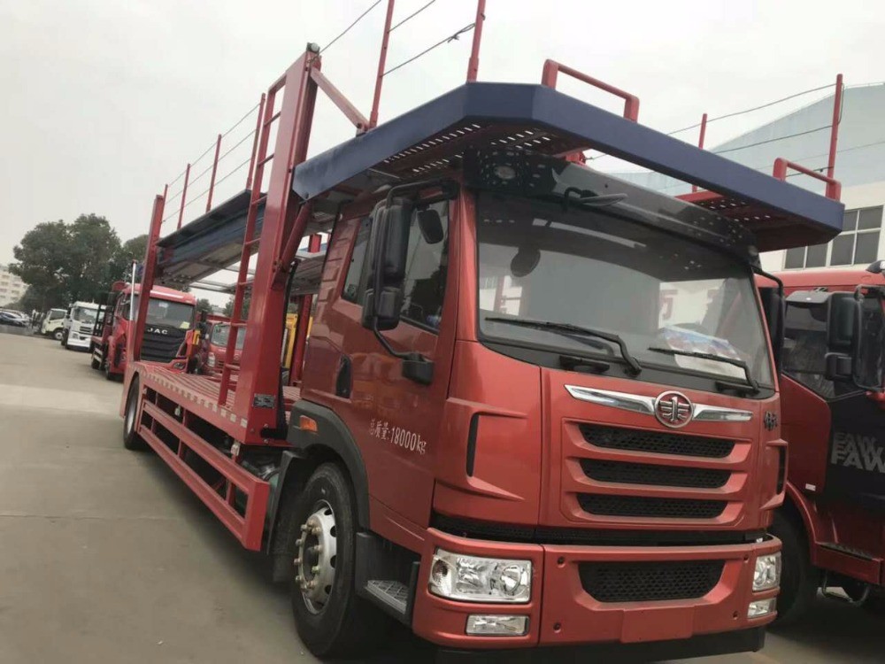 FAW CA1560 4x2 डबल लेयर्स फ्लैटबेड ट्रक ट्रांसपोर्टिंग कारों के लिए मैनुअल ट्रांसमिशन टाइप